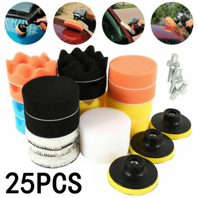

25pcs 3 Inch Buffing Waxing Polishing Sponge Pads Kit Set For Car Polisher Drill