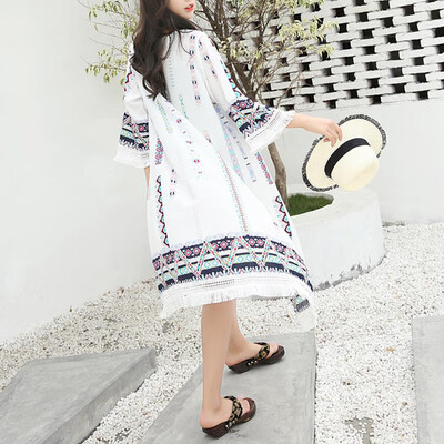 

Women Summer Blouse Ethnic Floral Print Loose Kimono Cardigan Casual Tops Jacket