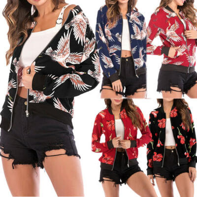 

2019 Fashion Women Casual Slim Floral Suit Coat Jacket Parka Clothes Outwear US