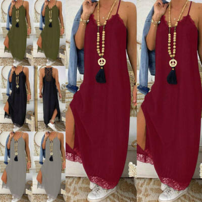 

Womens Summer Boho Floral Long Maxi Evening Cocktail Party Beach Dress Sundress