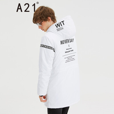 

A21 mens 2018 autumn&winter new coat multiple print double cuff fit long sleeve long open chest pleated cotton jacket 4841119004 special white 18092AXL