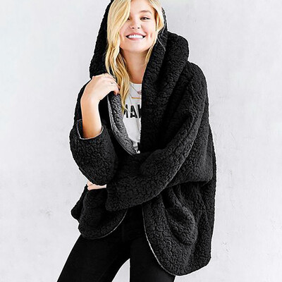 

Roseonmyhand Womens Casual Fleece Fuzzy Faux Shearling Warm Winter Oversize Hooded Coat