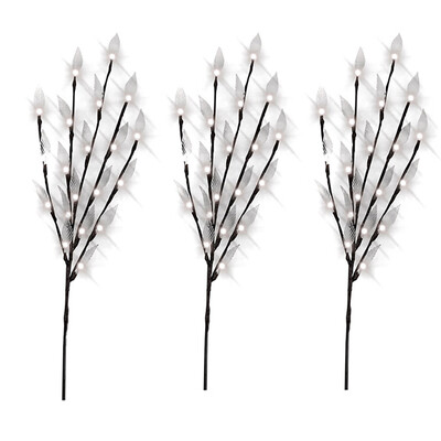 

Gobestart Stylish Branch Tree Twig Leaf Solar Outdoor Garden 60 Warm White LED Lights 3Pcs