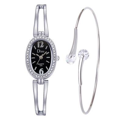 

Womens Watches Oval Roman Numerals Dial Bracelet Ladies Quartz Wristwatch With Rhinestone Clock Luxury DISU Reloj Mujer