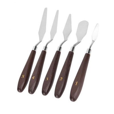 

Greensen 5pcs Stainless Steel Palette Knife Wooden Handle Lightweight Oil Painting Knives