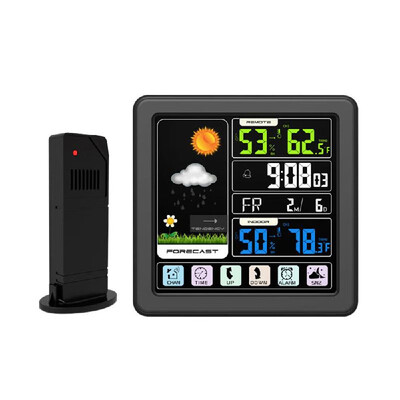 

Touch Color LCD Screen Wireless Weather Station Alarm Clock Indoor & Outdoor Thermometer Hygrometer with USB Port Snooze Function