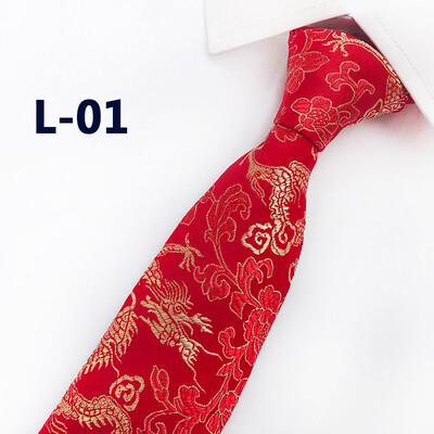 

2019 new brocade fabric festive Chinese dragon pattern wedding tie groom best man tie