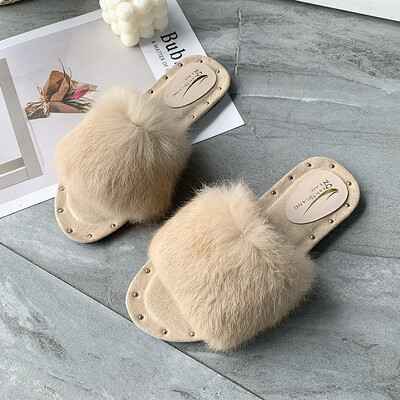 

One word Mao Mao slippers women 19 autumn fashion Joker flat-bottomed slippers ins Korean students tide shoes