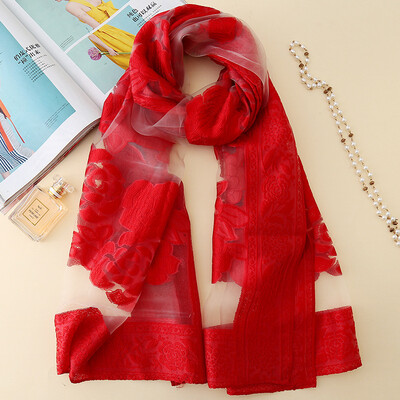 

2018 new scarf cut flower scarf female organza silk solid color silk scarf shawl beach towel manufacturers wholesale