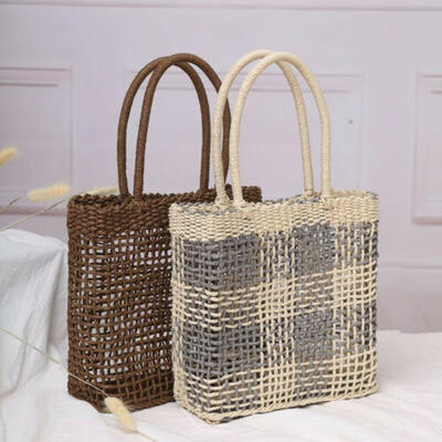 

Women Hand-Woven Rattan Bag Lady Straw Purse Wicker Crossbody Beach Bag Gift