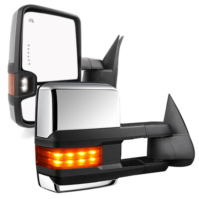 

Tow Mirrors for 03-06 Silverado Sierra Chrome Power Heated Amber Signal Light