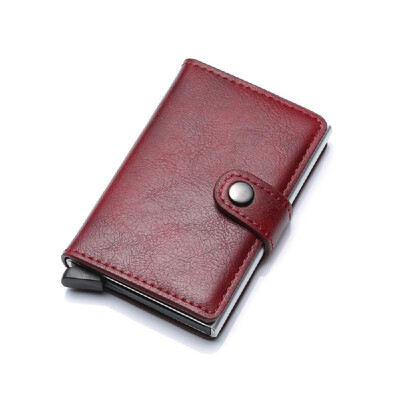

RFID Blocking Wallet Aluminum Alloy Automatic Men PU Leather Bank Card Credit Card Holder