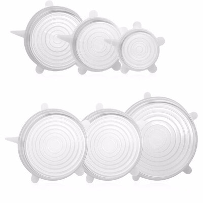 

6pcs Stretch Silicone Lids Clear Airtight Food Storage Covers Reusable Bowl Cover for Pots Cups for Keeping Food Fresh Dishwasher
