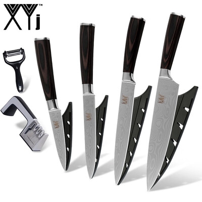 

Stainless Steel Kitchen Knife XYJ Kitchen Accessores Knife Sharpener Peeler Beauty Pattern Blade 4 Piece Knife