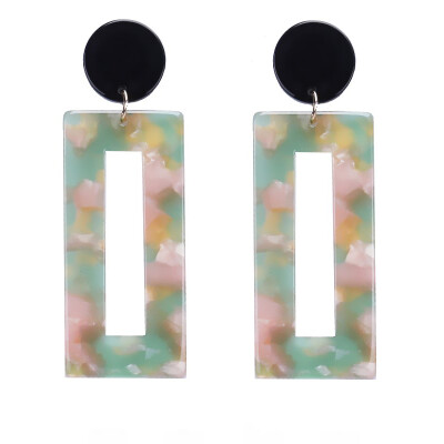 

EK835 New Long Acrylic Square Drop Earrings Vintage Rectangle Dangle Earrings For Women Jewelry Wholesale Birthday Gift