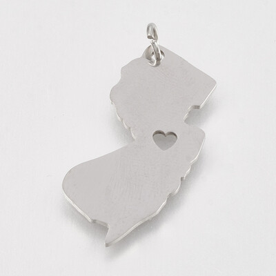 

202 Stainless Steel Pendants Map of New Jersey Stainless Steel Color 27x14x1mm Hole 3mm