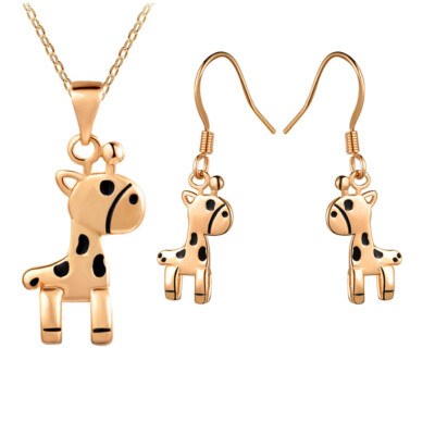 

Women Fashion Pony Necklace Earrings Jewelry