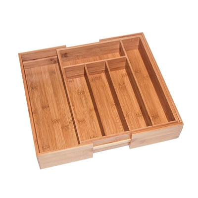 

Kitchen Expandable Storage Box for Knif Spoon Fork Cutlery Storage Case Box Bamboo Silverware Drawer Organizer for Kitchen