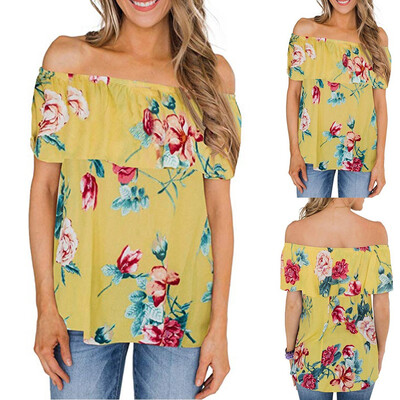 

Nomeni Fashion Womens Summer Sleeveless Print Ruffles Casual Blouse Tops T-Shirt