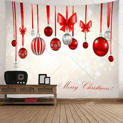 

Christmas Cartoon Art Home Wall Hanging Tapestry Bell Santa Fireplace Printed Wall Ornamentation Xmas Wall Decor