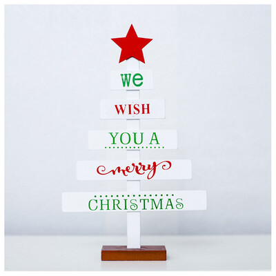

〖Follure〗Wooden Mini Christmas Tree Desktop Ornaments Merry Christmas Party Decor