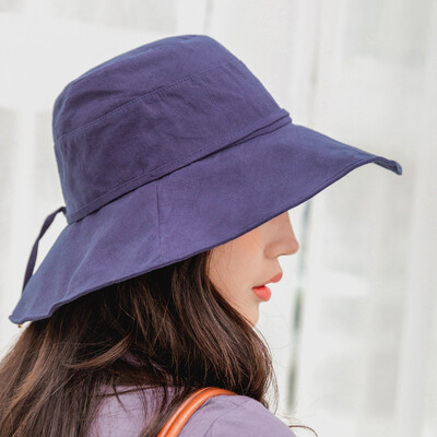 

Japanese bow big along fisherman hat womens summer sun hat casual hat grinding edge basin hat foldable cloth hat tide