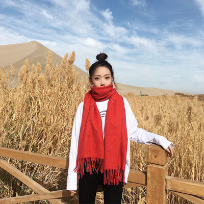 

New Korean version of the wild pure color pockmark plain scarf shawl stripes imitation cashmere scarf thickening dual-use collar female