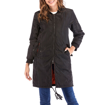 

〖Follure〗Women Fashion Winter Zipper Long Sleeve Cotton Long Windbreaker Coat