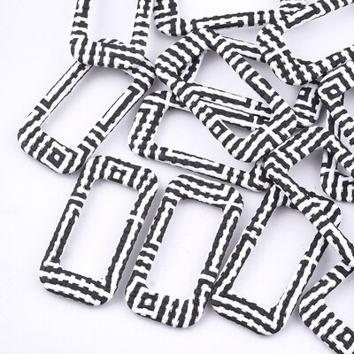 

Handmade Raffia Woven Linking Rings with Iron & Aluminum Findings Rectangle Platinum Black 54x265x4mm Inner Diameter 16x36