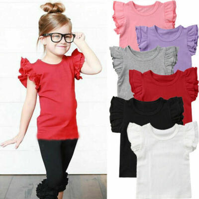 

Infant Baby Girls Lace Ruffle Sleeve T-shirt Top Tee Kid Summer Cotton Clothes