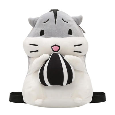 

Cute Hamster Shape Plush Mini Backpacks Women School Casual Shoulder Bags