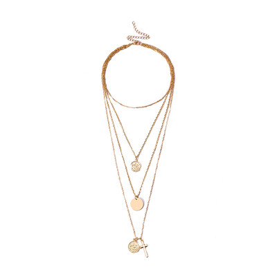 

Fashion Women Collarbone Jewelry Elegant Multi Layers Cross Pendants Necklace