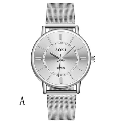 

Gobestart Men Fashion Unobtrusive Business Simple Dial Personality Net Belt Watch