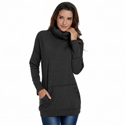 

light womens sweatshirt collar long sleeves casual top