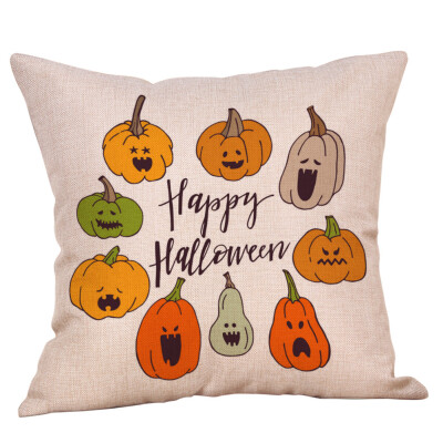 

〖Follure〗Halloween Pillow Cases Linen Sofa Pumpkin Ghosts Cushion Cover Home Decor