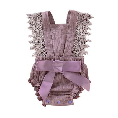 

Summer Newborn Baby Girls Rompers Sleeveless Lace Bow Jumpsuits For Girls Cotton One-Piece Romper Jumpsuit