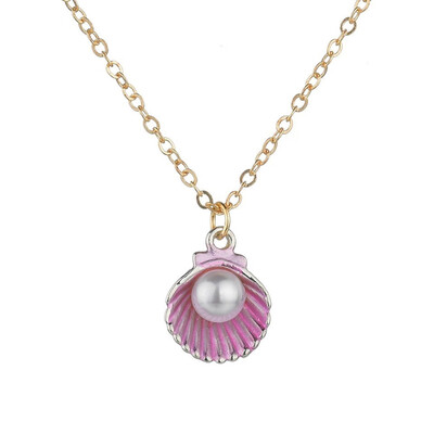 

Sea Shell With Pearll Pendants&Necklace Mermaid Pendant Necklace For Women New Summer Jewelry Female Handmade Necklace Gifts