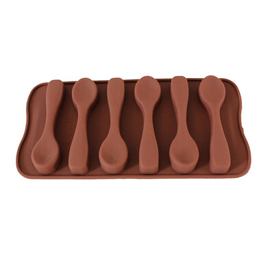 

6 Holes Spoon Shape Chocolate Molds Silicone DIY Cake Decoration Molds Jelly Ice Baking Mould Spoon Cake Moulds 1 PCS