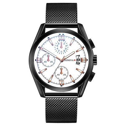 

RM Three-eye Large Dial Watch Mens Business Fashion Quartz Leather Belt Watch