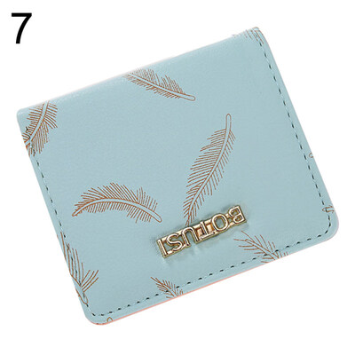 

Antler Feather Bifold Purse Card Cash Holder Women Faux Leather Short Wallet