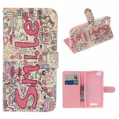 

MOONCASE Wiko Lenny3 Max Painted Pattern Leather Case - Smile
