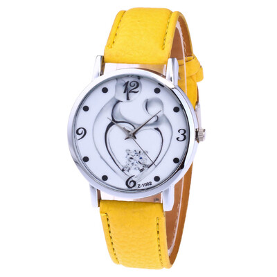 

Top Brand New Watch Women Girl Heart Leather Wristwatches Casual Sport Fashion Female Crystal Luxury Quartz Watches &Ff
