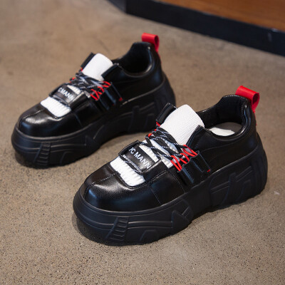 

Fathers Shoes&Girls Autumn Little White Muffin Cake with Thick Bottom&Over-heated Ins Sports Shoes