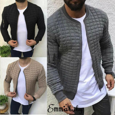 

Mens Casual Warm Sweatshirt Coat Jacket Outwear Solid Lattice Winter Sweater