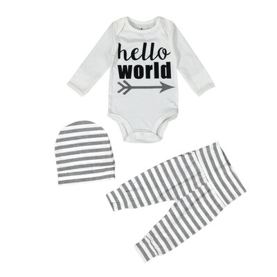 

Newborn Baby Boy Girls Tops Long Pants Hat Outfits Set Clothes Three Piece Set
