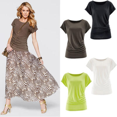

Women Ladies Summer Loose Casual Short Sleeve T-shirt Crew Neck Tee Top Blouse