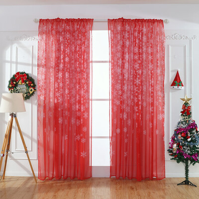 

Toponeto 1PCS Christmas Snowflake Curtain Tulle Window Treatment Voile Drape Valance