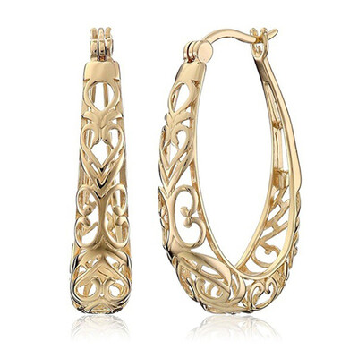 

1 Pair Luxury Hollow Earrings Circle Ear Hoop Stud Party Wedding Women