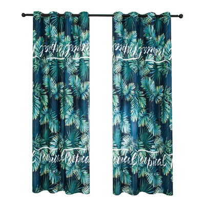 

Blackout Curtains Tropical Plants Printing Thermal Insulating Room Darkening Curtains for Living Room 39"X98