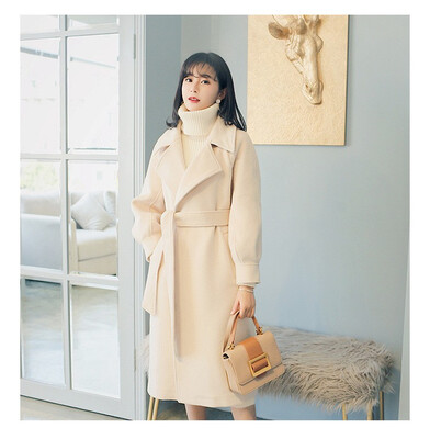 

2018 winter edition of the Korean version of the long&thin lantern sleeve woollen overcoat womens long&thick woollen coat